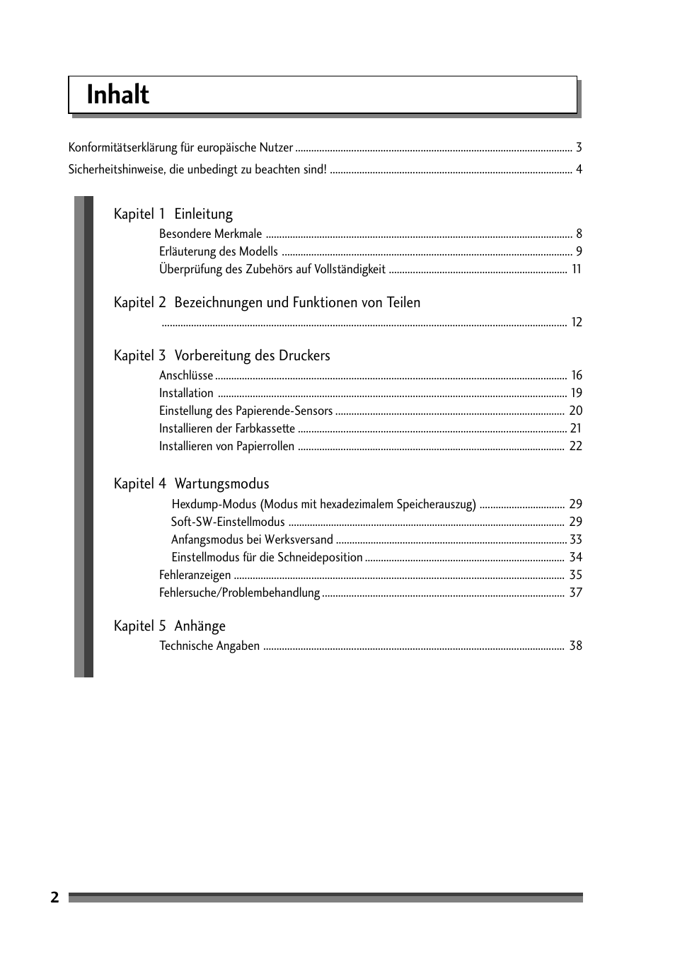 Inhalt | Citizen Systems Citizen CD-S500 User Manual | Page 96 / 220