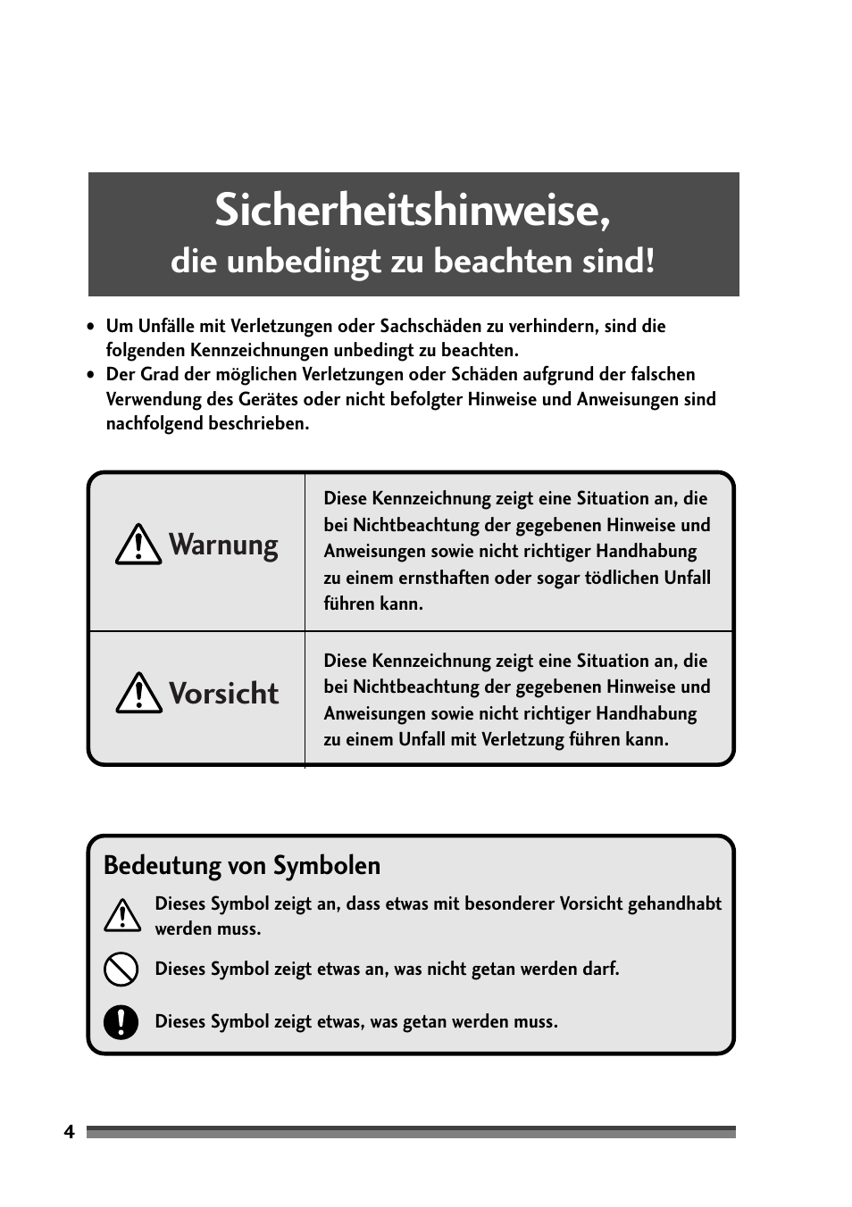 Sicherheitshinweise, Die unbedingt zu beachten sind, Vorsicht warnung | Citizen Systems Citizen CD-S500 User Manual | Page 98 / 220