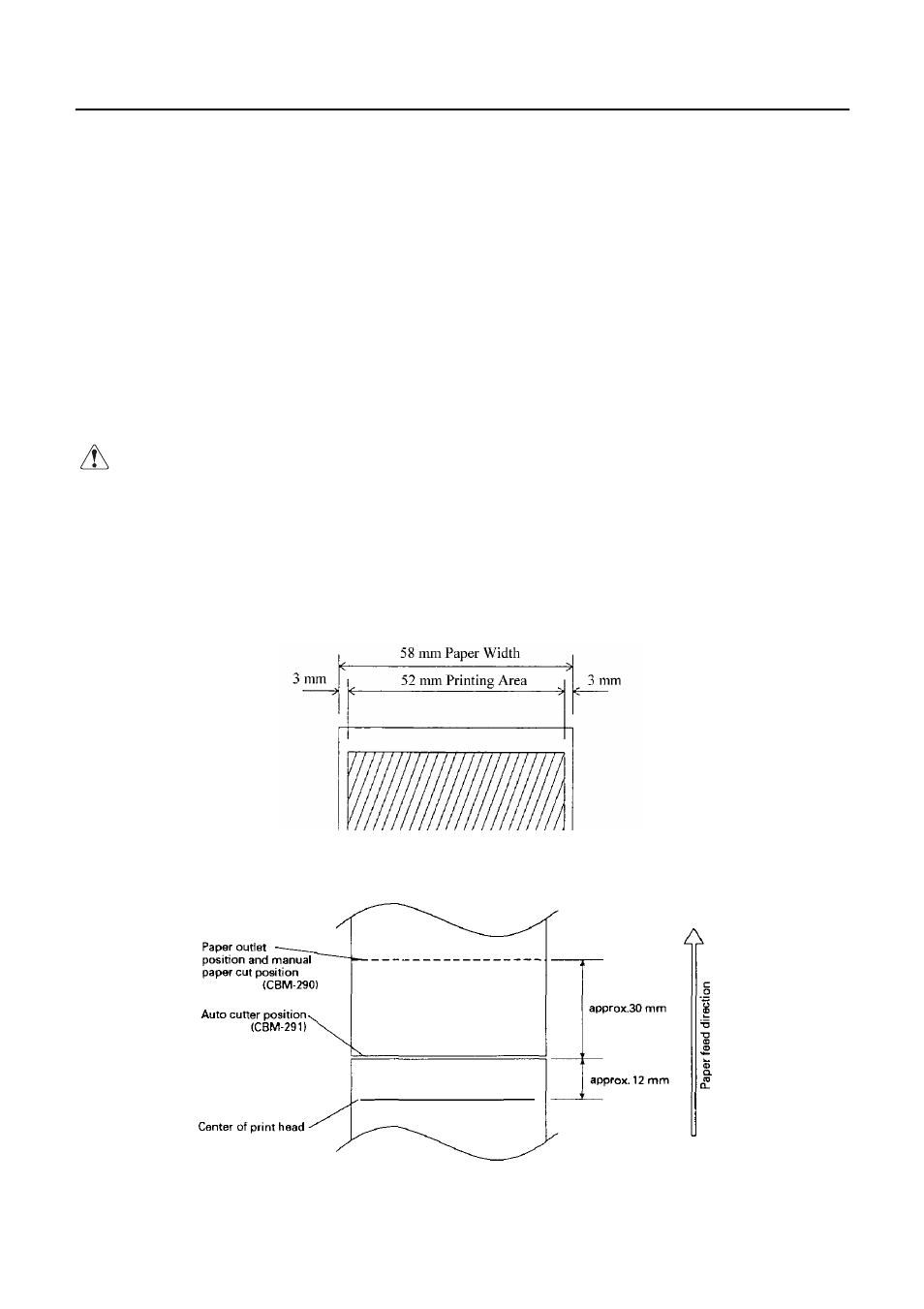 3 specifications of roll paper, 1 recommended paper, 2 printing position | 3 position of printer head and auto cutter | Citizen Systems 291 User Manual | Page 18 / 60