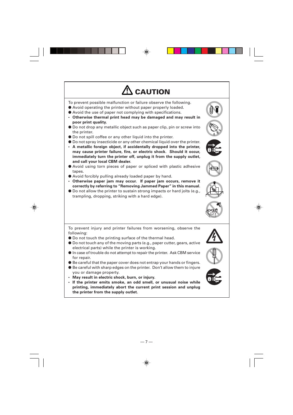 Caution | Citizen Systems Citizen PPU PPU-700 User Manual | Page 10 / 40