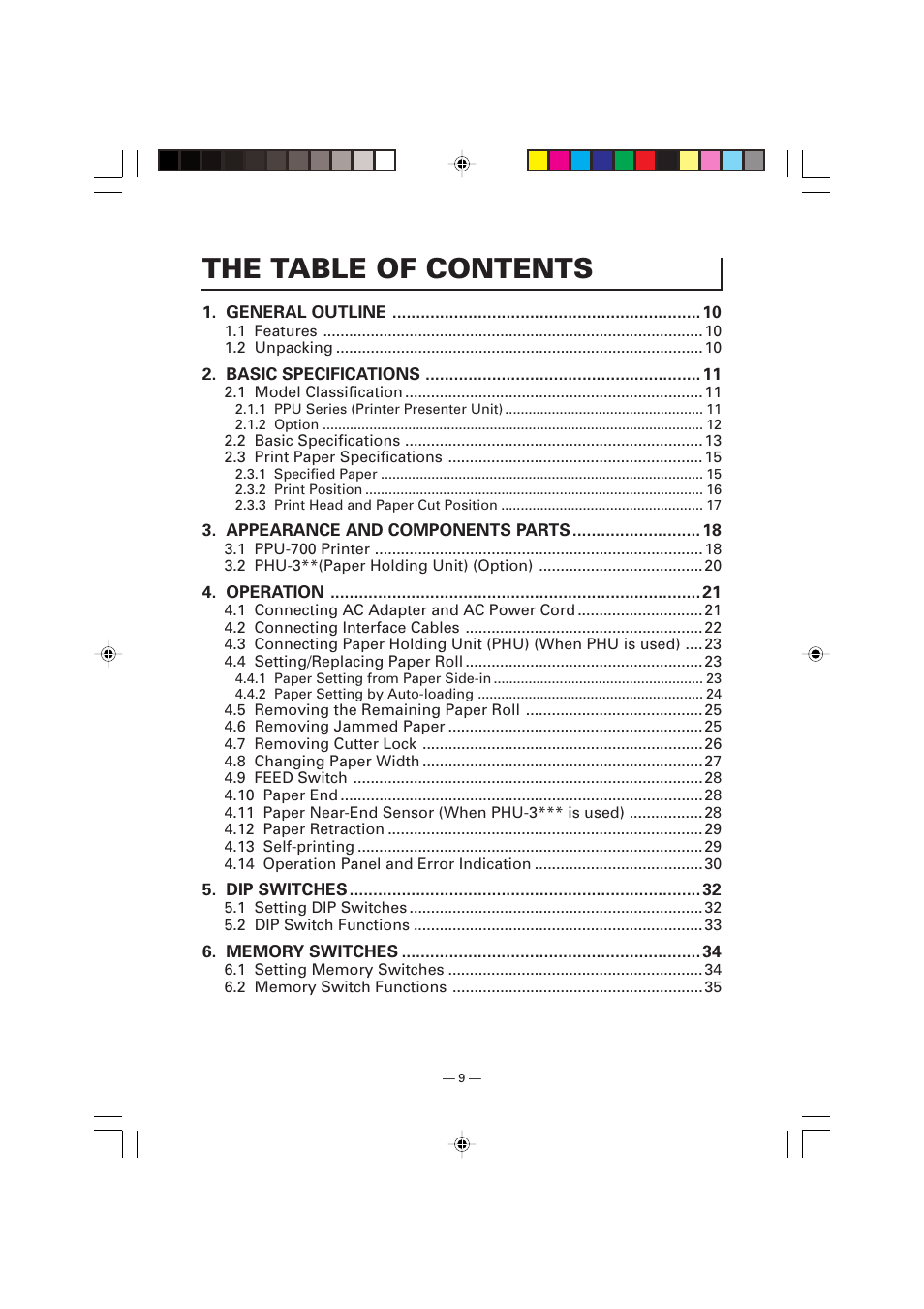The table of contents | Citizen Systems Citizen PPU PPU-700 User Manual | Page 12 / 40