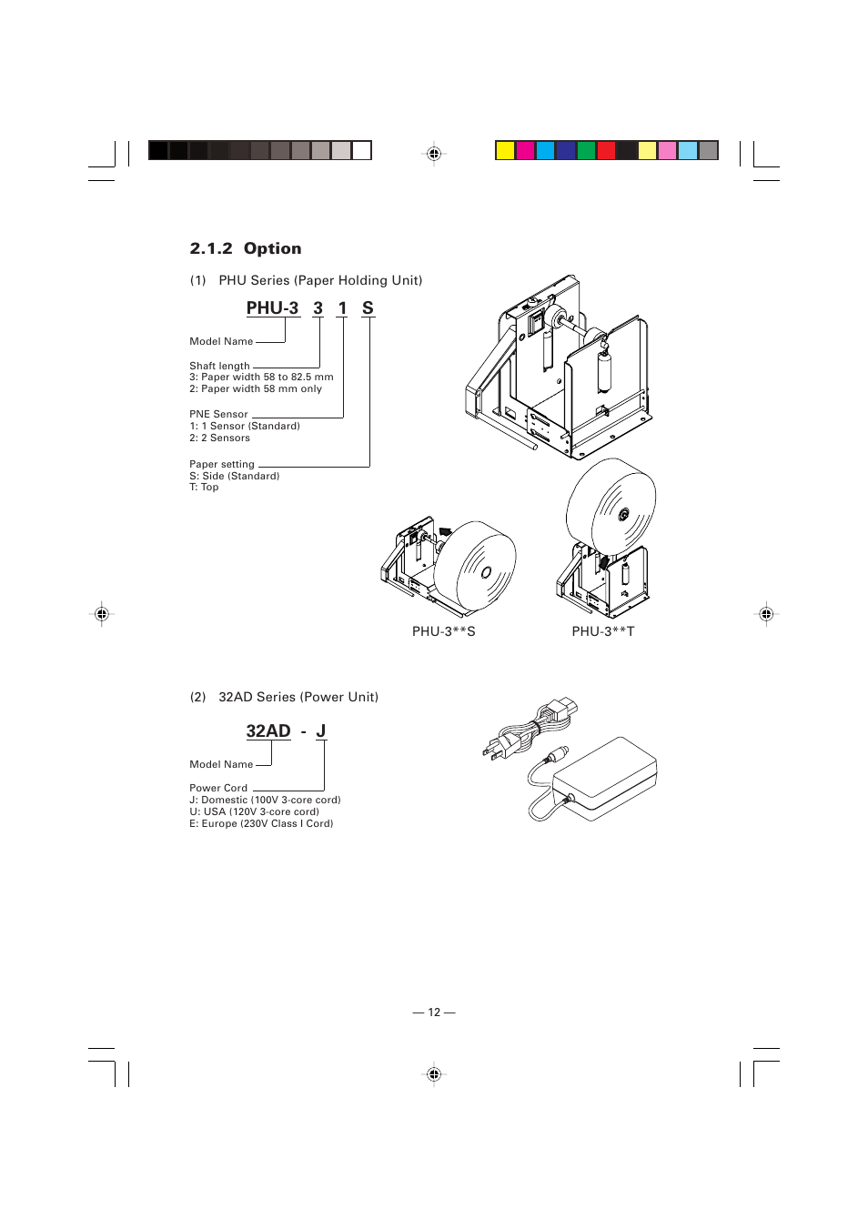 2 option, Phu-3 3 1 s, 32ad - j | Citizen Systems Citizen PPU PPU-700 User Manual | Page 15 / 40