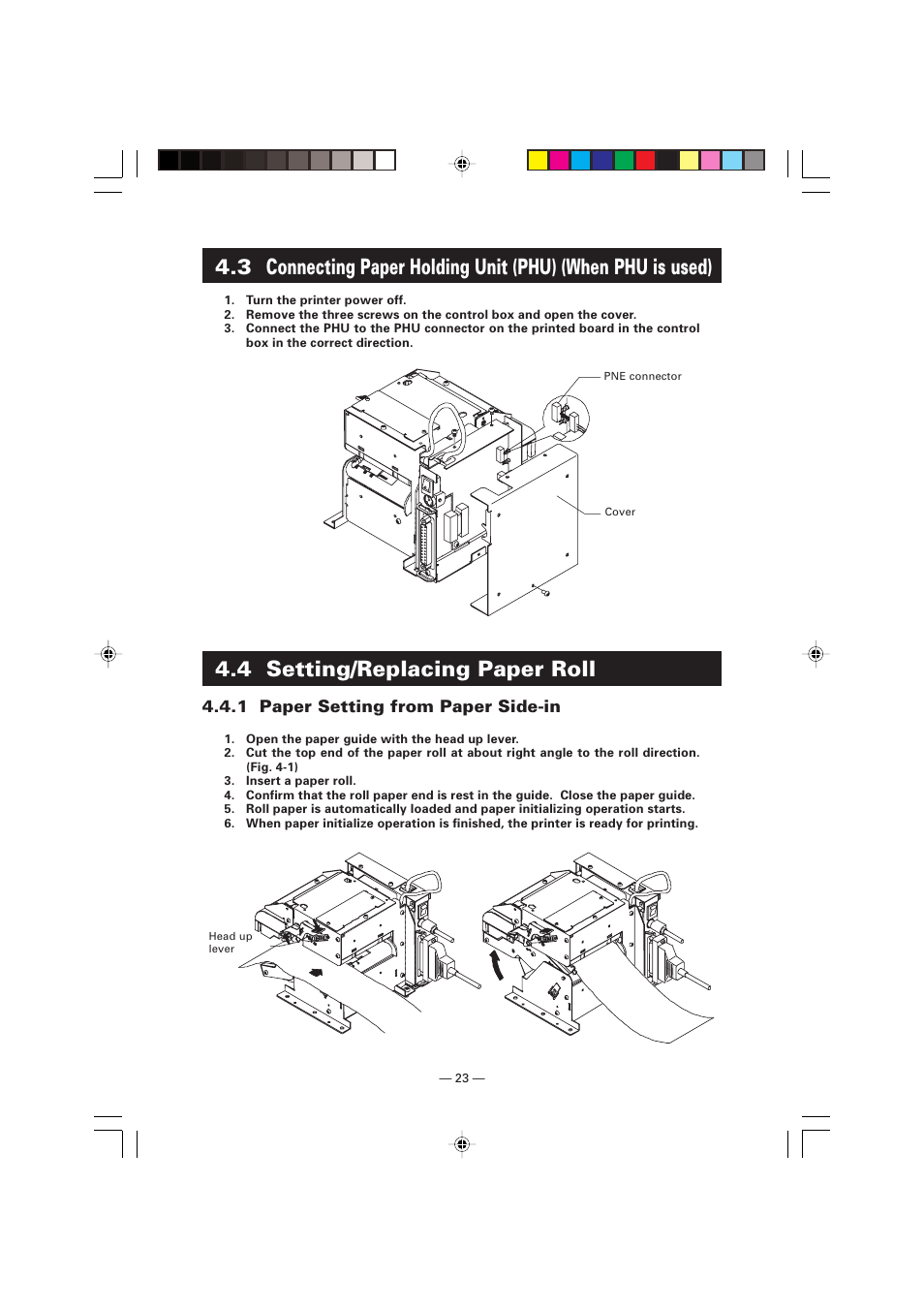 4 setting/replacing paper roll, 1 paper setting from paper side-in | Citizen Systems Citizen PPU PPU-700 User Manual | Page 26 / 40