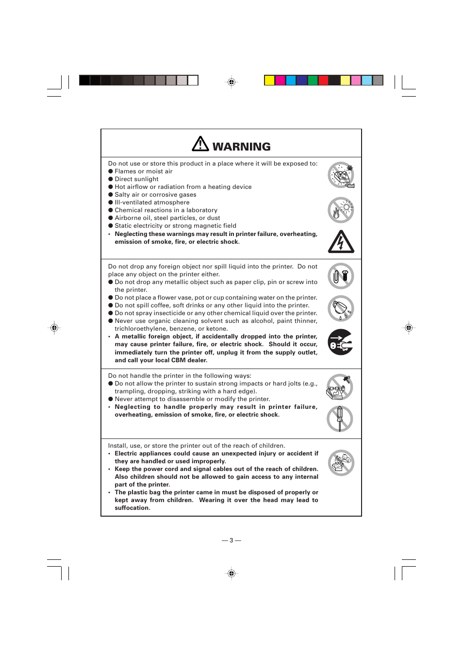 Warning | Citizen Systems Citizen PPU PPU-700 User Manual | Page 6 / 40