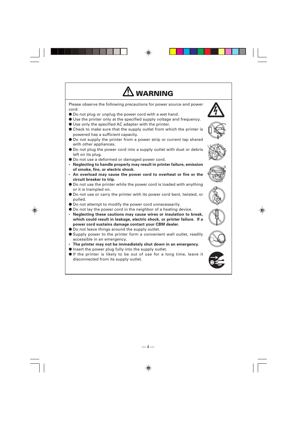 Warning | Citizen Systems Citizen PPU PPU-700 User Manual | Page 7 / 40