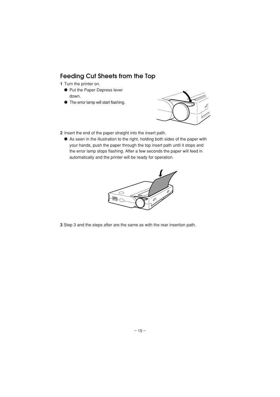 Feeding cut sheets from the top | Citizen Systems PD-04 User Manual | Page 19 / 42