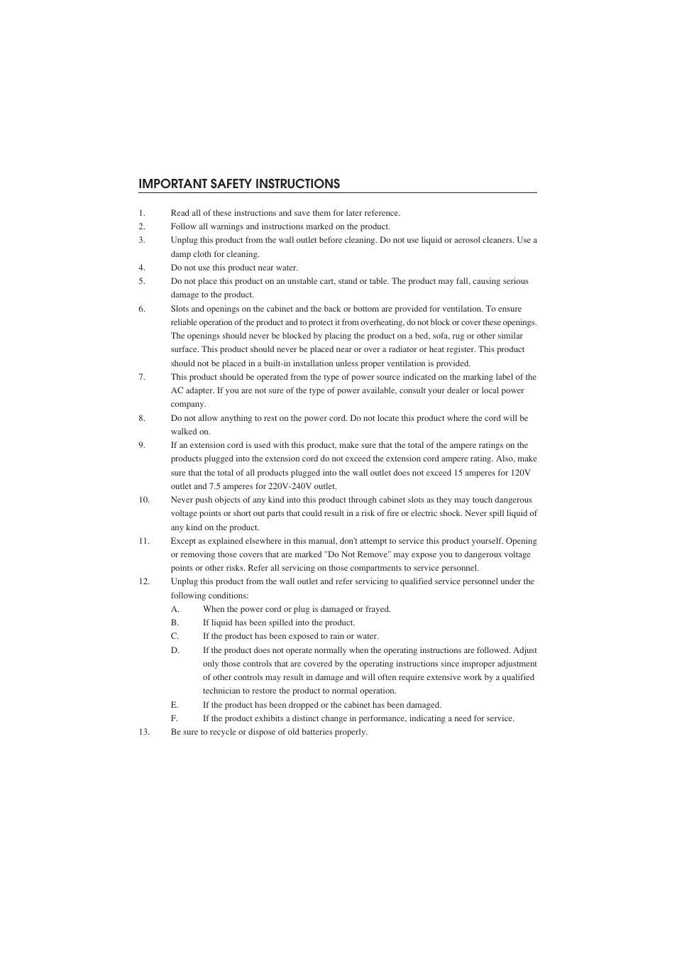 Important safety instructions | Citizen Systems PD-04 User Manual | Page 2 / 42