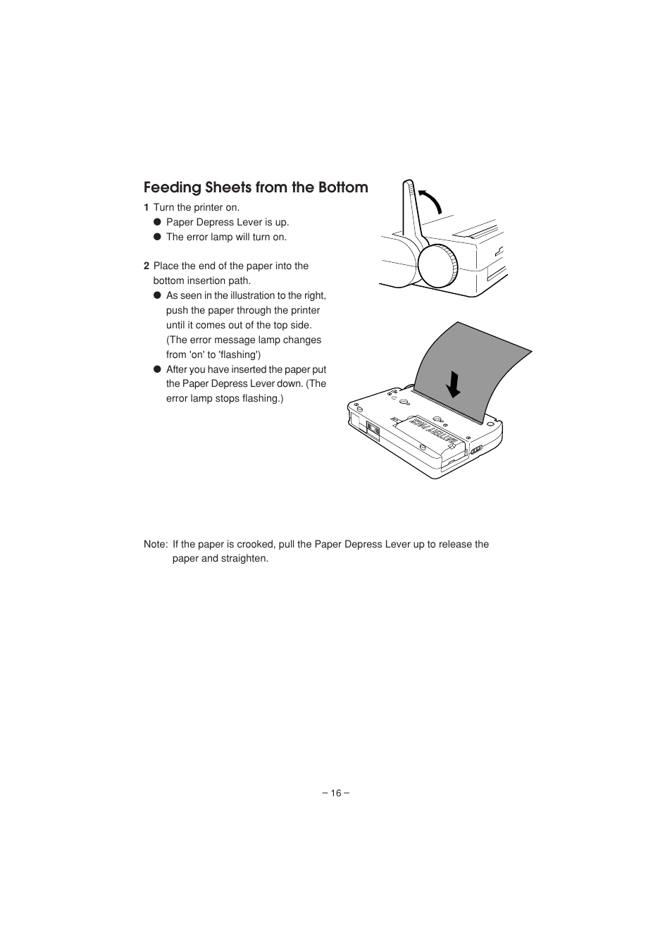 Feeding sheets from the bottom | Citizen Systems PD-04 User Manual | Page 20 / 42