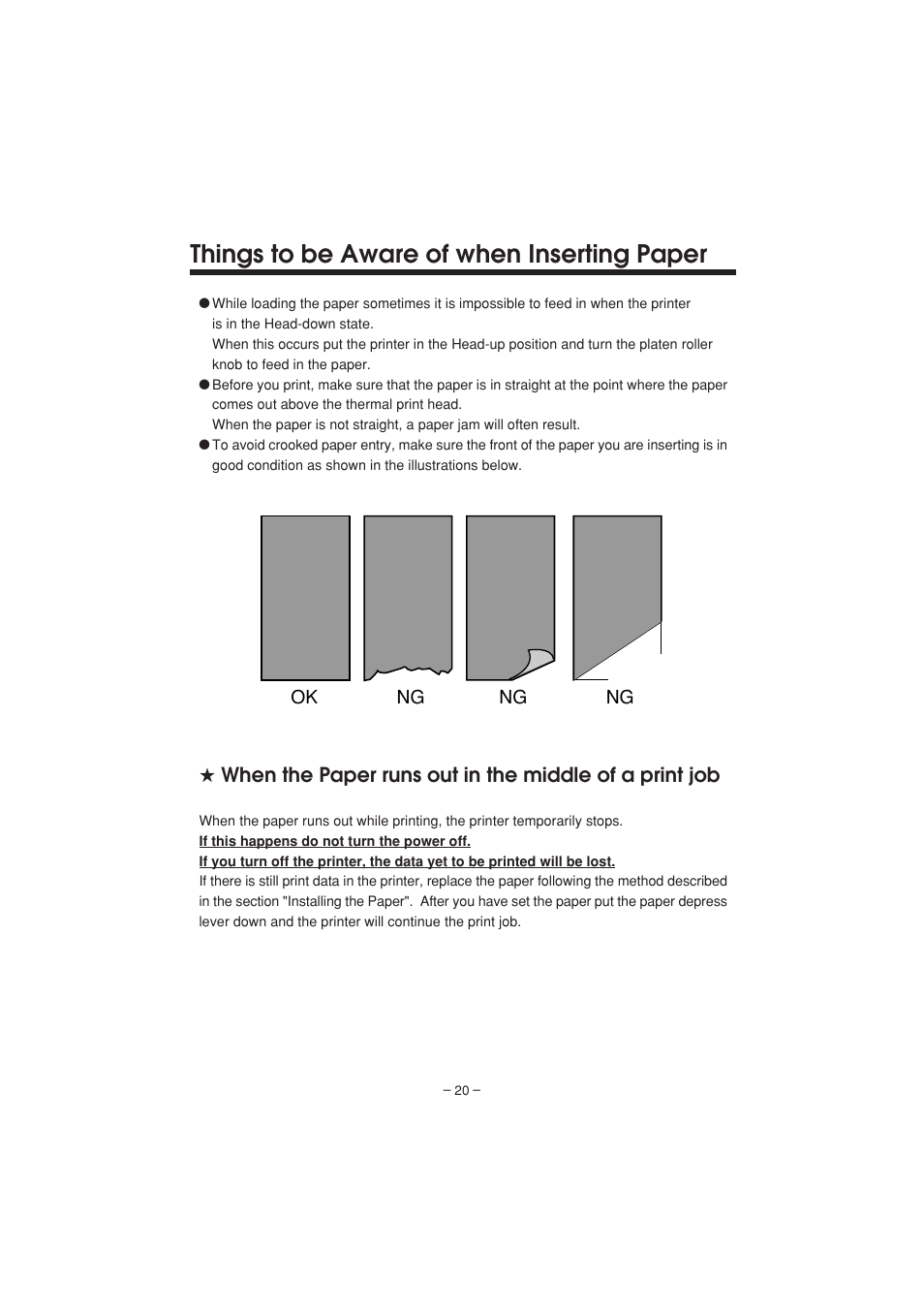 Things to be aware of when inserting paper | Citizen Systems PD-04 User Manual | Page 24 / 42