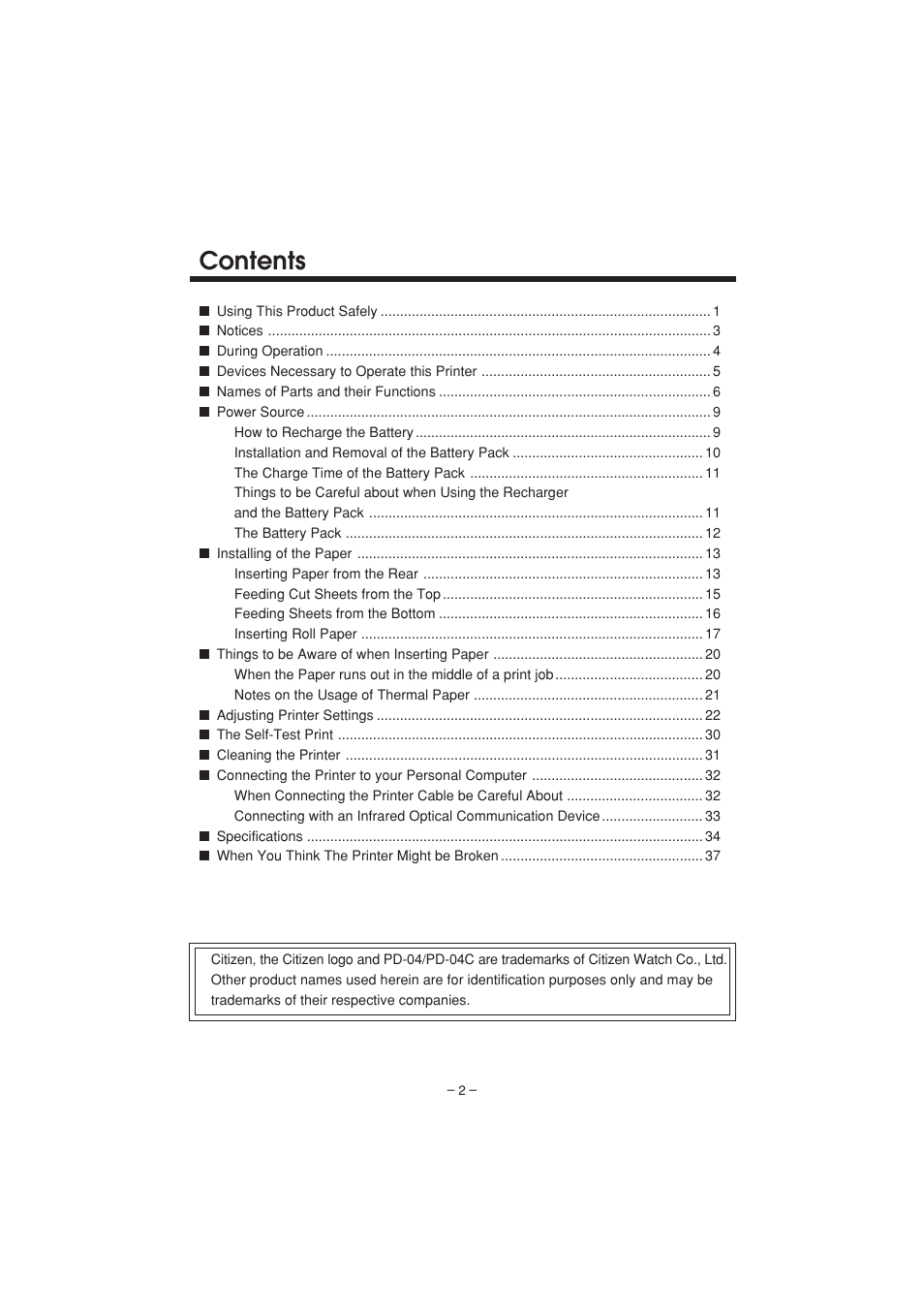 Citizen Systems PD-04 User Manual | Page 6 / 42