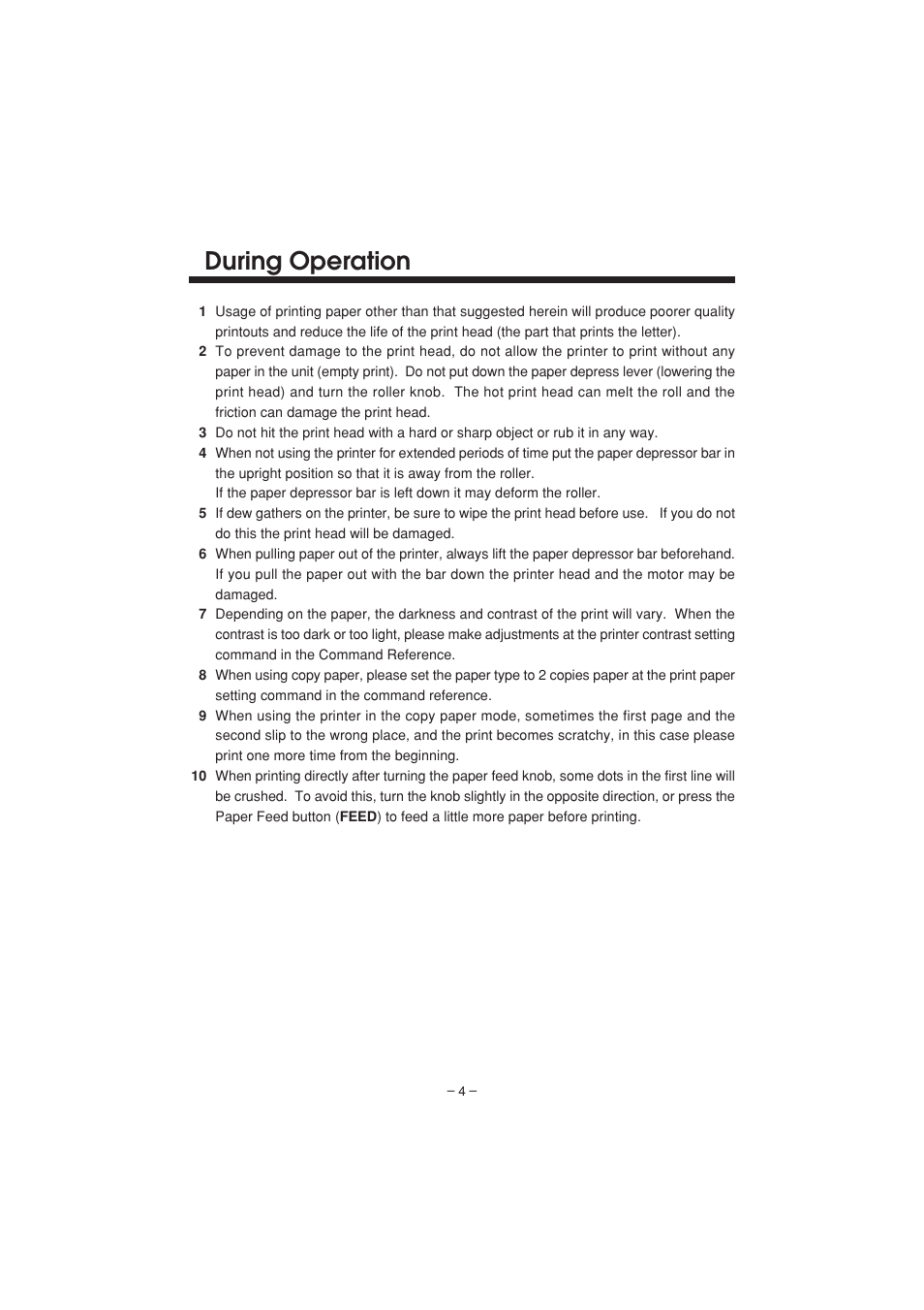 During operation | Citizen Systems PD-04 User Manual | Page 8 / 42