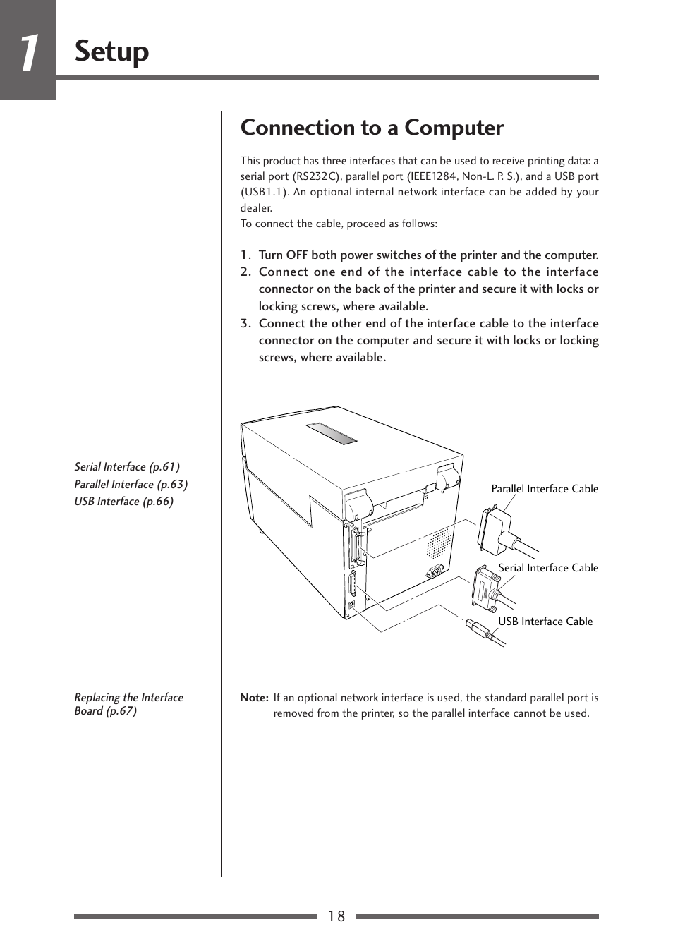 Connection to a computer, Setup | Citizen Systems Citizen CL-S700 User Manual | Page 18 / 70