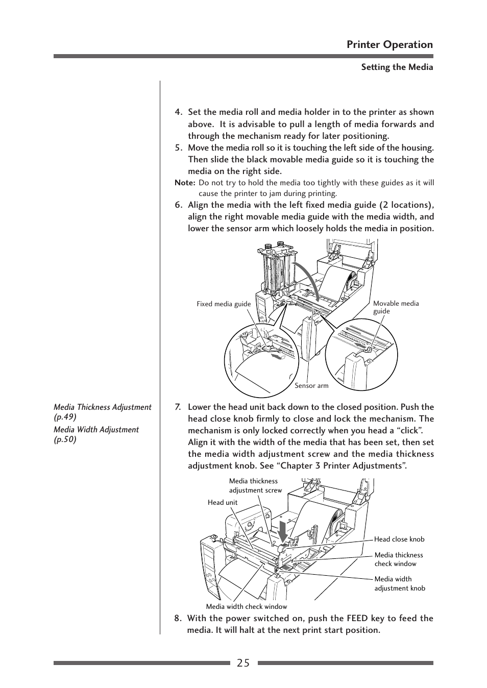 25 printer operation | Citizen Systems Citizen CL-S700 User Manual | Page 25 / 70