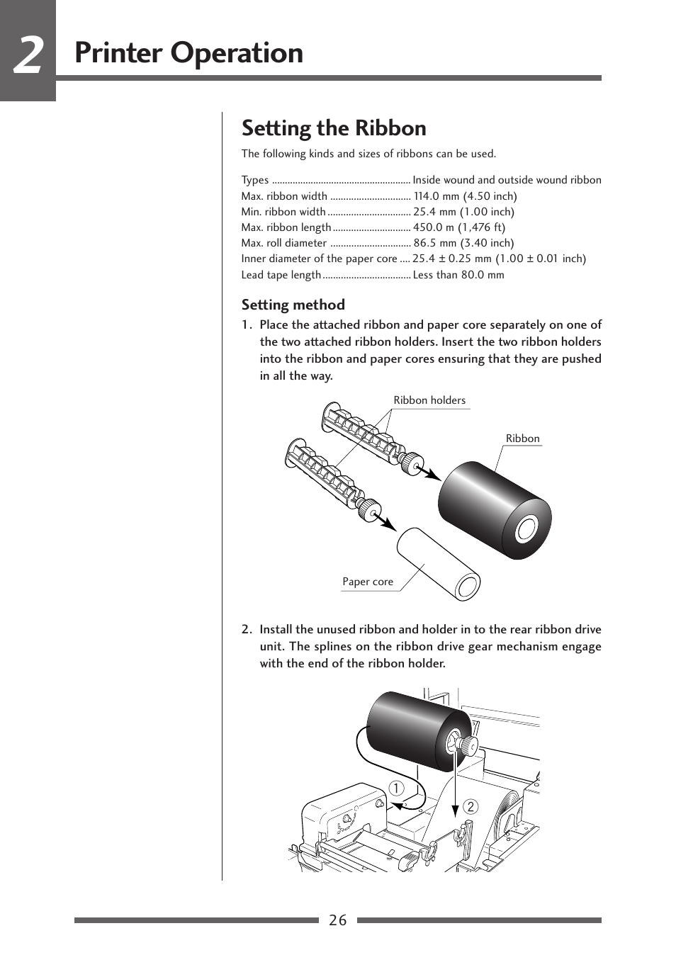 Setting the ribbon, Setting method, Printer operation | Citizen Systems Citizen CL-S700 User Manual | Page 26 / 70