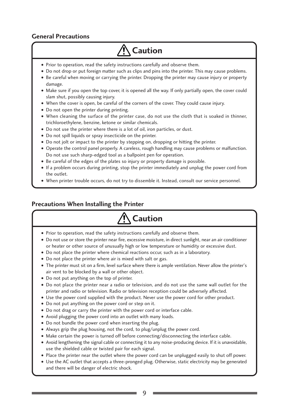 Caution | Citizen Systems Citizen CL-S700 User Manual | Page 9 / 70