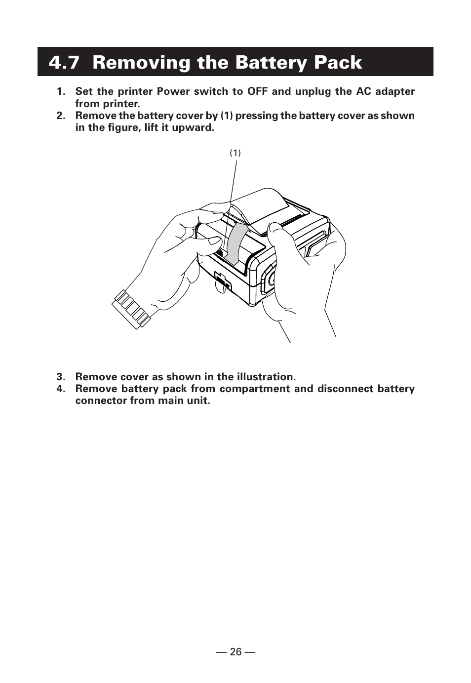 7 removing the battery pack | Citizen Systems Citizen CMP-10BT User Manual | Page 28 / 41