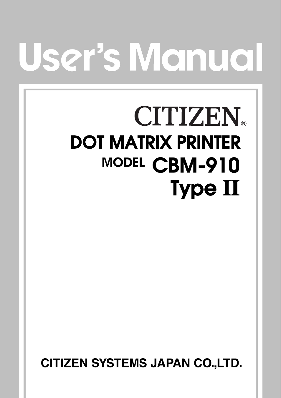 Citizen Systems CBM-910 User Manual | 61 pages