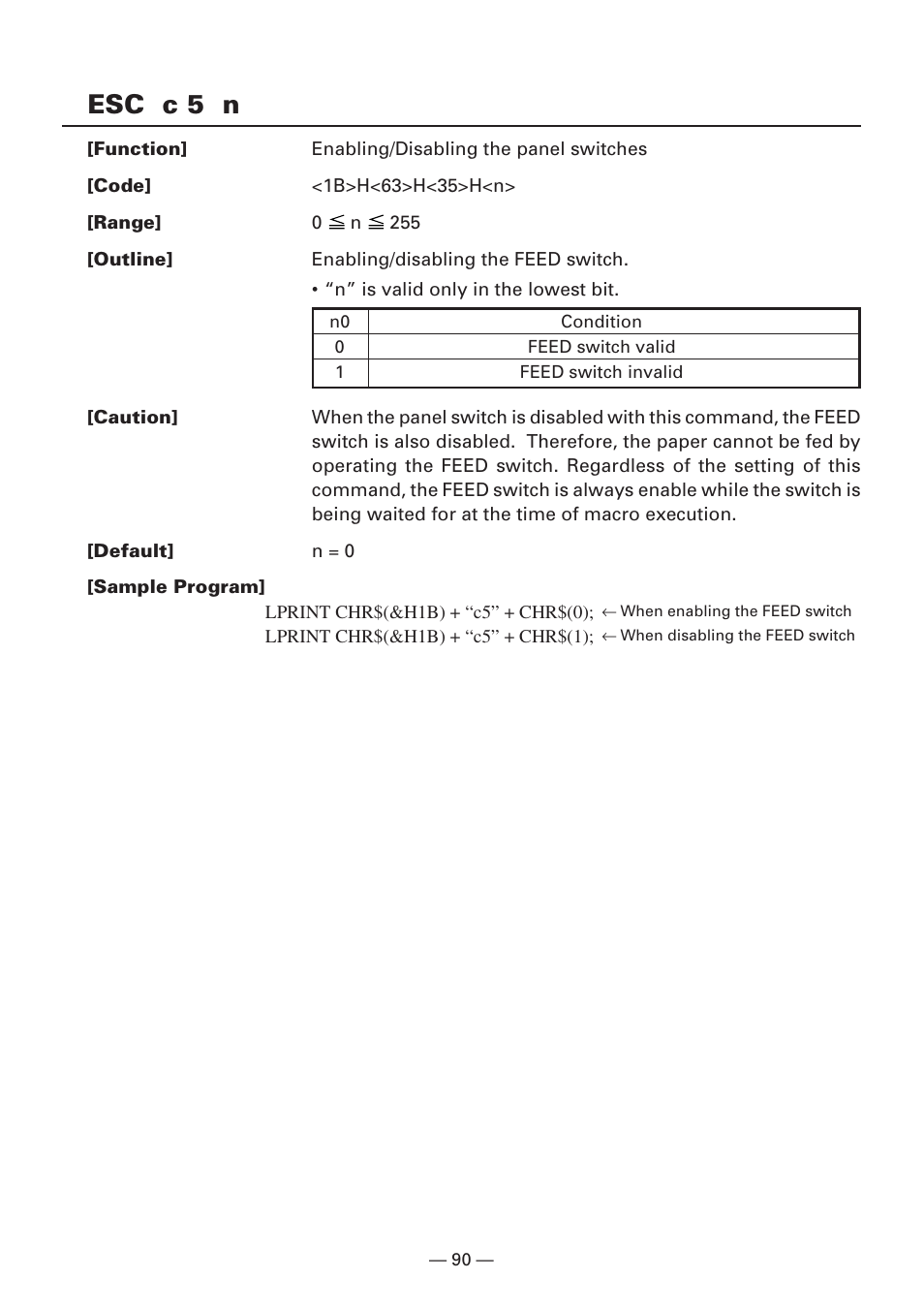 Esc c 5 n | Citizen Systems iDP3240 User Manual | Page 110 / 231