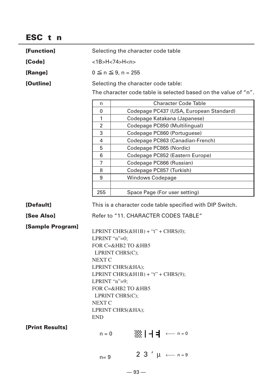 Esc t n, 2 3 ’ µ | Citizen Systems iDP3240 User Manual | Page 113 / 231