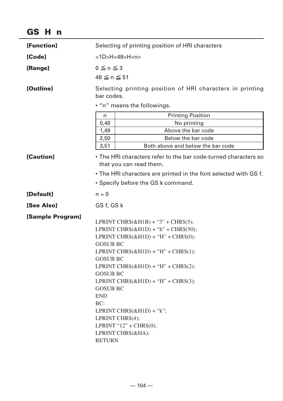 Gs h n | Citizen Systems iDP3240 User Manual | Page 124 / 231