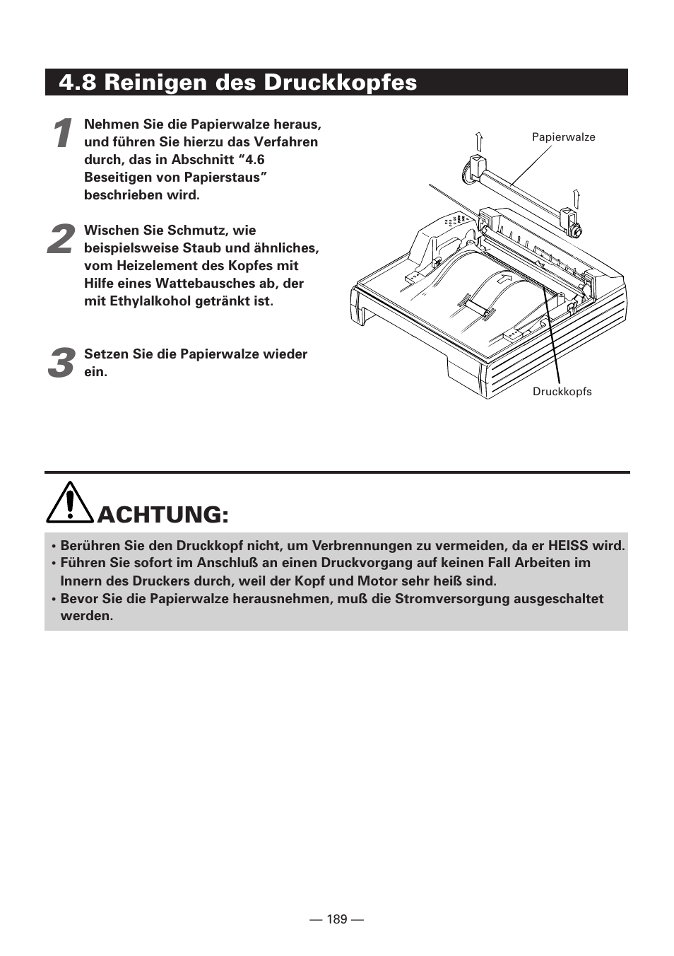 8 reinigen des druckkopfes | Citizen Systems iDP3240 User Manual | Page 209 / 231