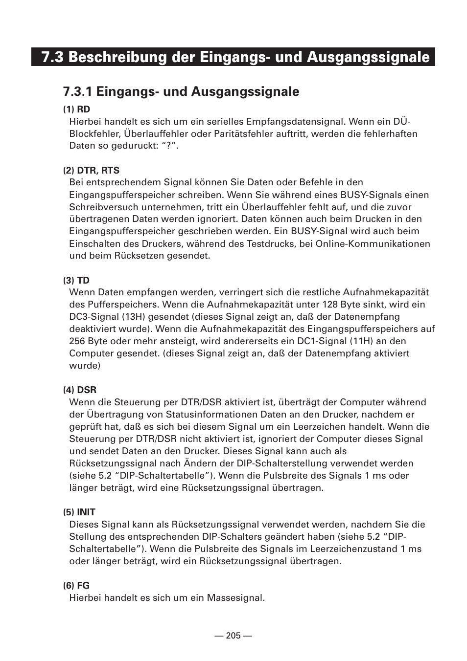 3 beschreibung der eingangs- und ausgangssignale, 1 eingangs- und ausgangssignale | Citizen Systems iDP3240 User Manual | Page 225 / 231