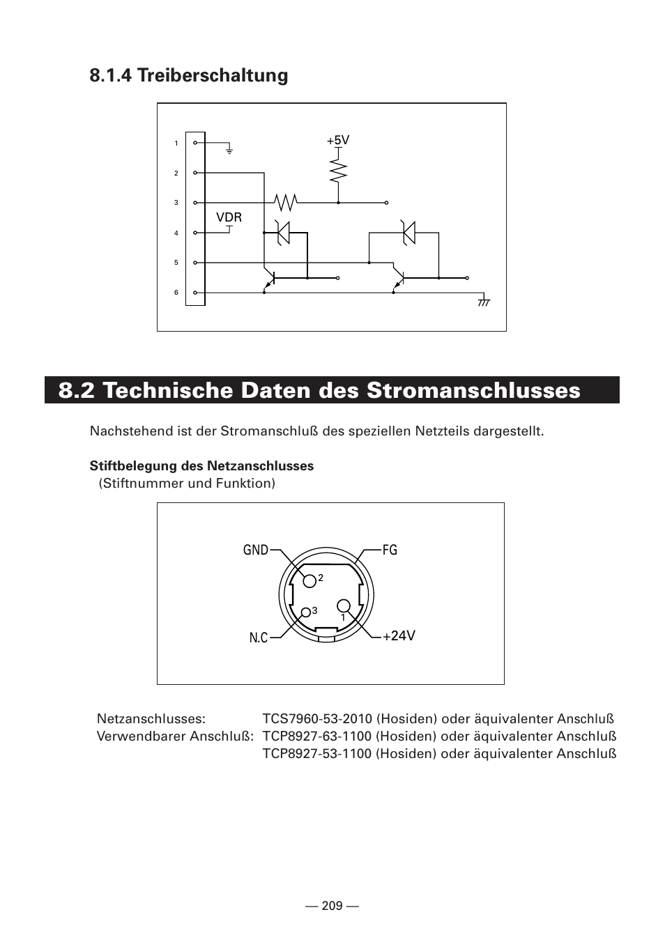 4 treiberschaltung, 2 technische daten des stromanschlusses | Citizen Systems iDP3240 User Manual | Page 229 / 231