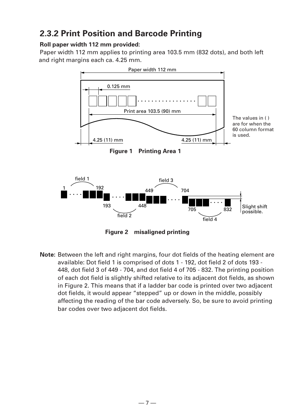 2 print position and barcode printing | Citizen Systems iDP3240 User Manual | Page 27 / 231