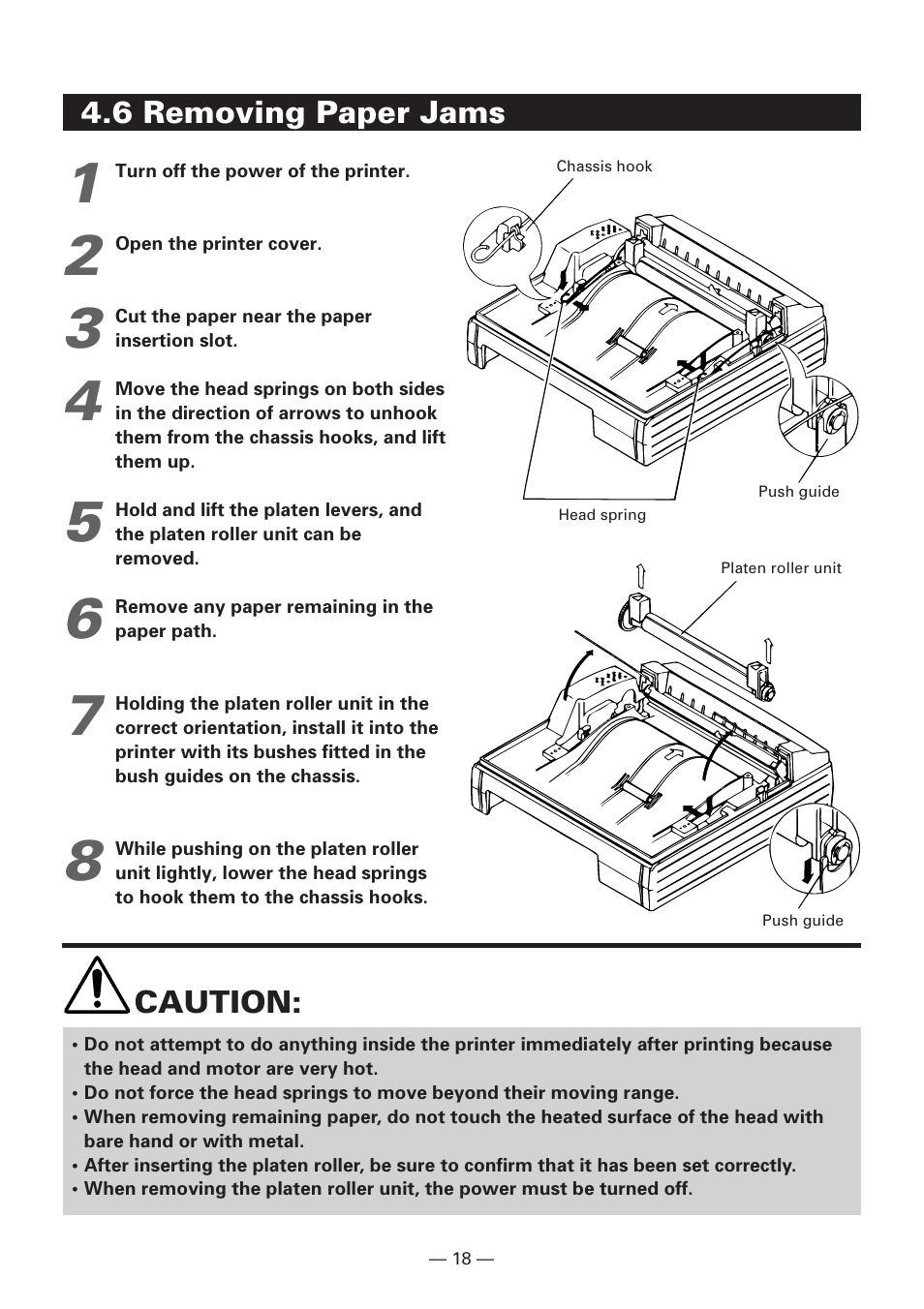 6 removing paper jams | Citizen Systems iDP3240 User Manual | Page 38 / 231