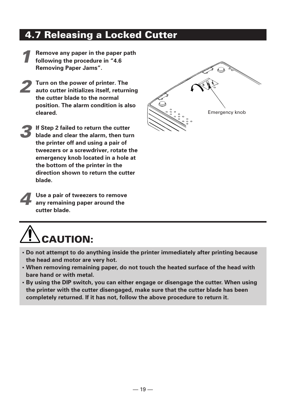 7 releasing a locked cutter | Citizen Systems iDP3240 User Manual | Page 39 / 231