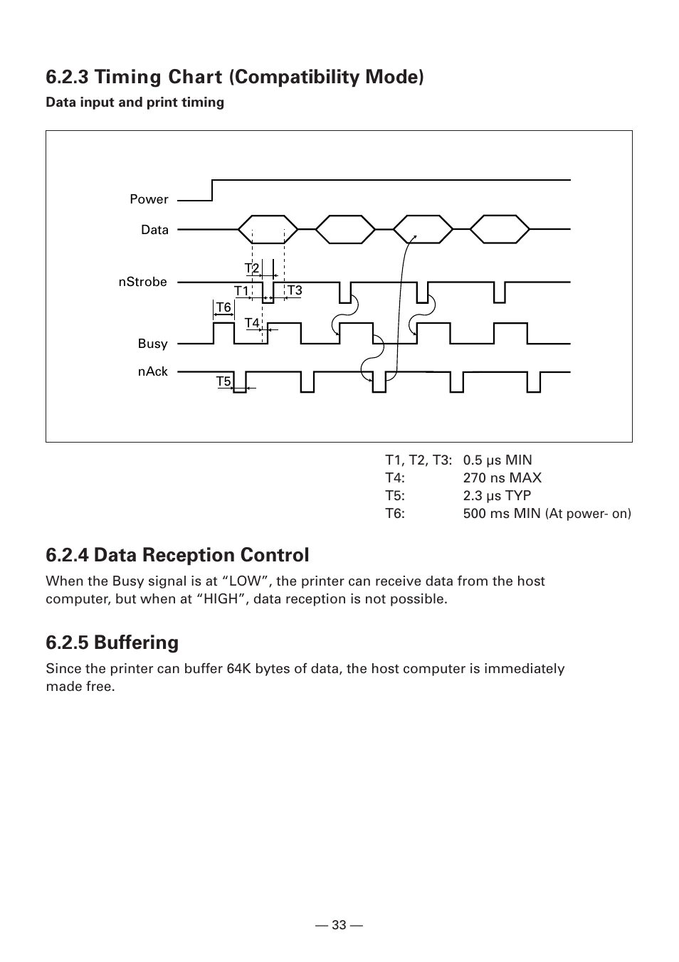 3 timing chart (compatibility mode), 4 data reception control, 5 buffering | Citizen Systems iDP3240 User Manual | Page 53 / 231