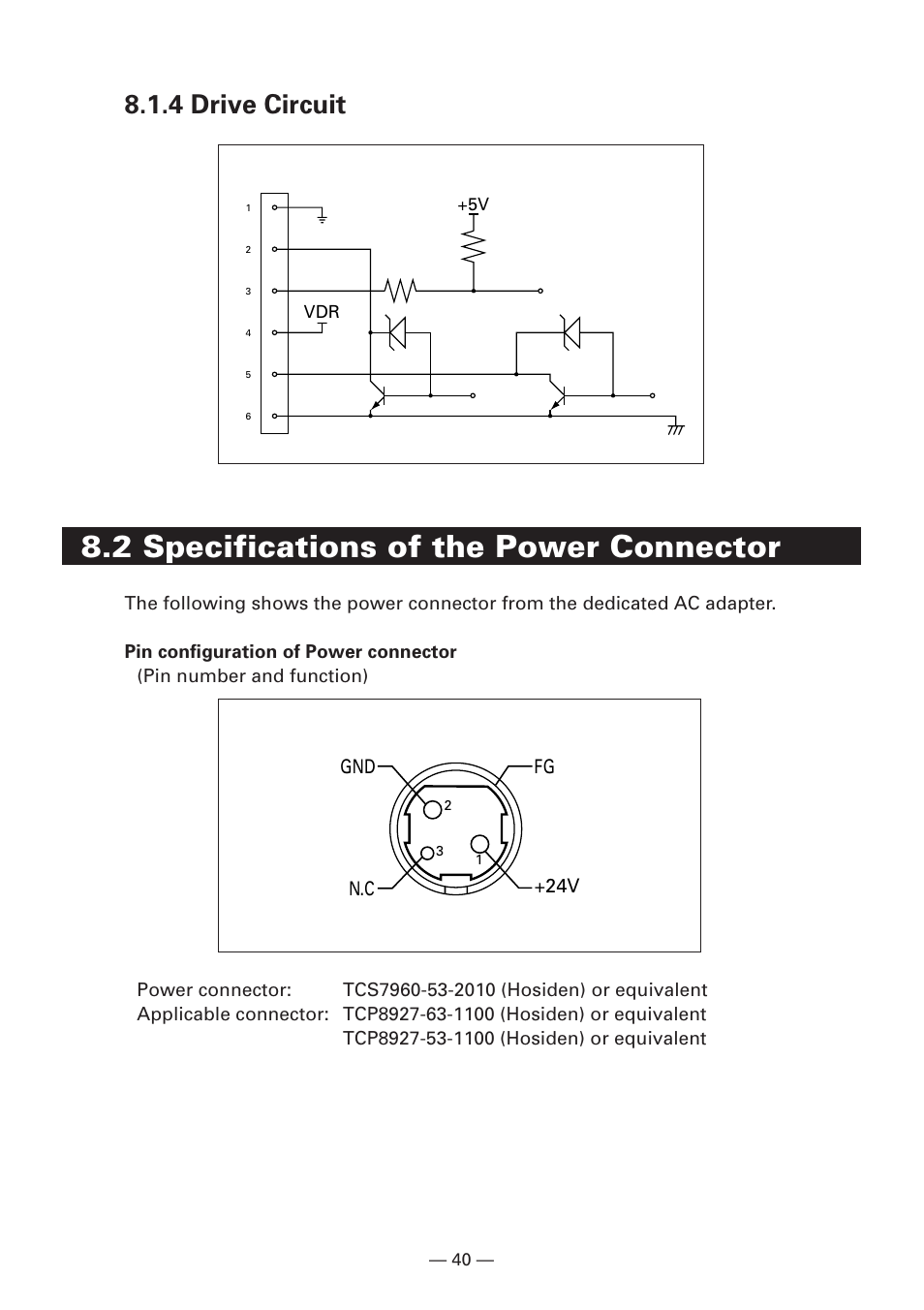 4 drive circuit, 2 specifications of the power connector | Citizen Systems iDP3240 User Manual | Page 60 / 231