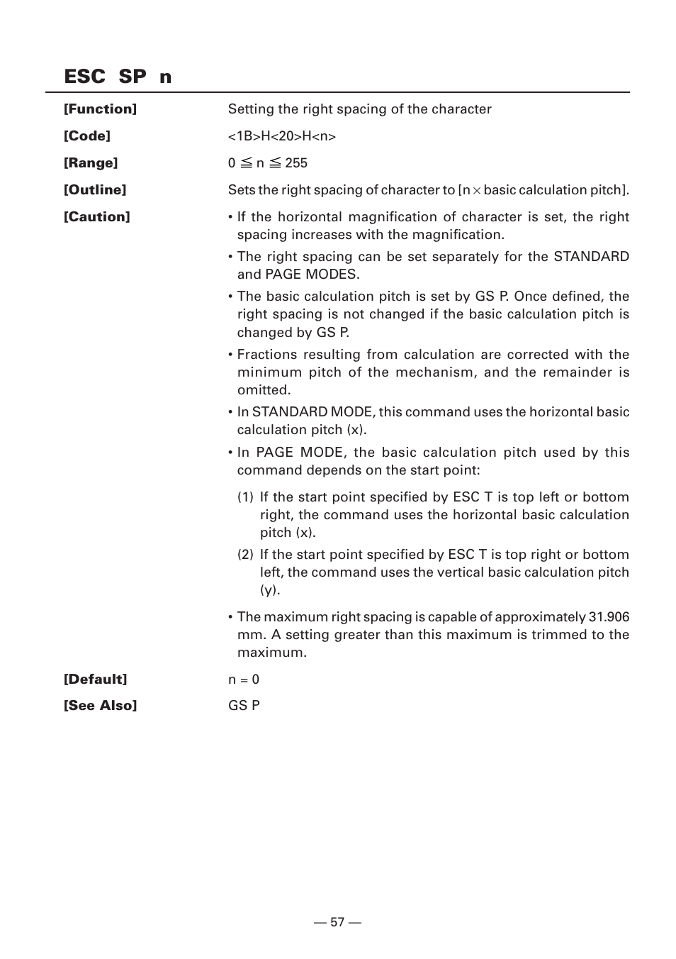 Esc sp n | Citizen Systems iDP3240 User Manual | Page 77 / 231