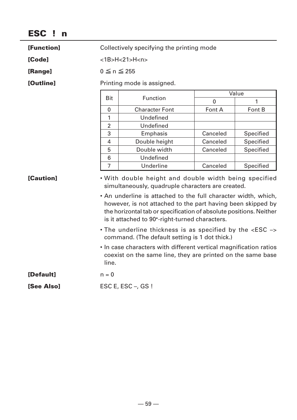 Esc ! n | Citizen Systems iDP3240 User Manual | Page 79 / 231