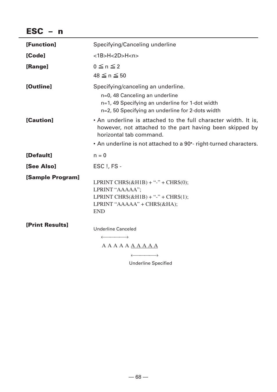 Esc – n | Citizen Systems iDP3240 User Manual | Page 88 / 231