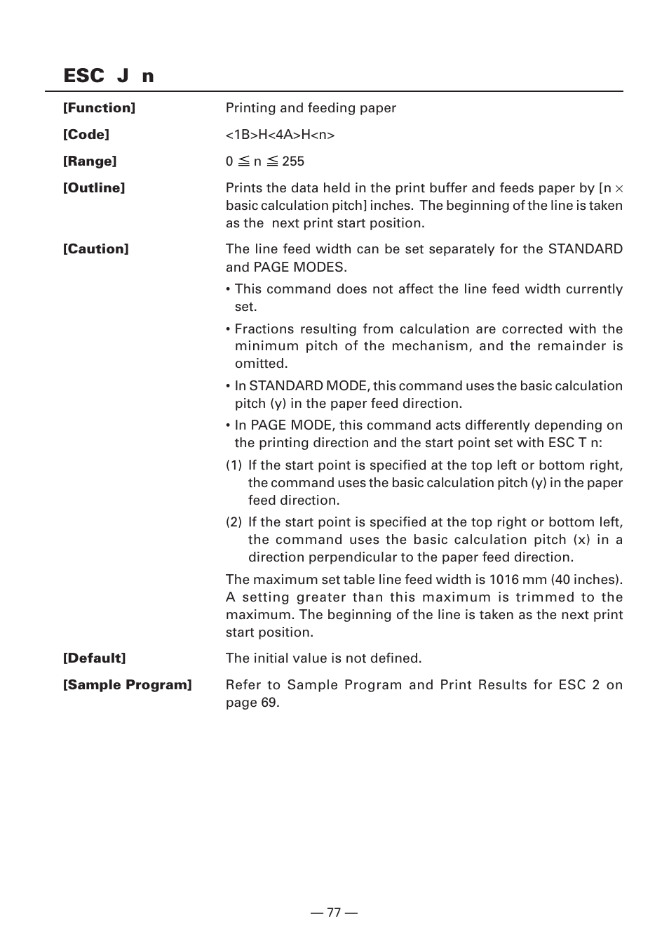 Esc j n | Citizen Systems iDP3240 User Manual | Page 97 / 231