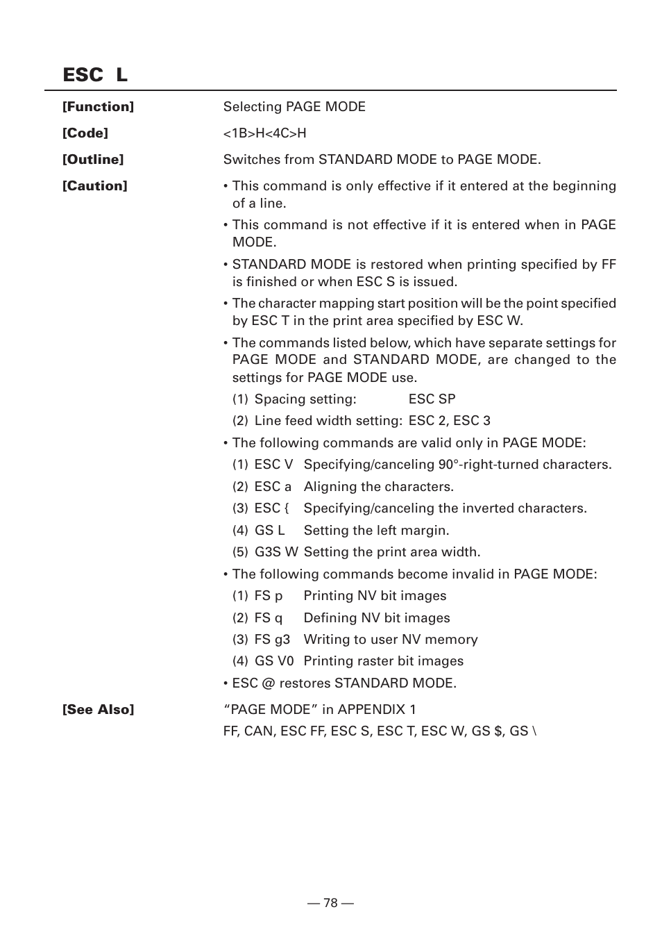 Esc l | Citizen Systems iDP3240 User Manual | Page 98 / 231