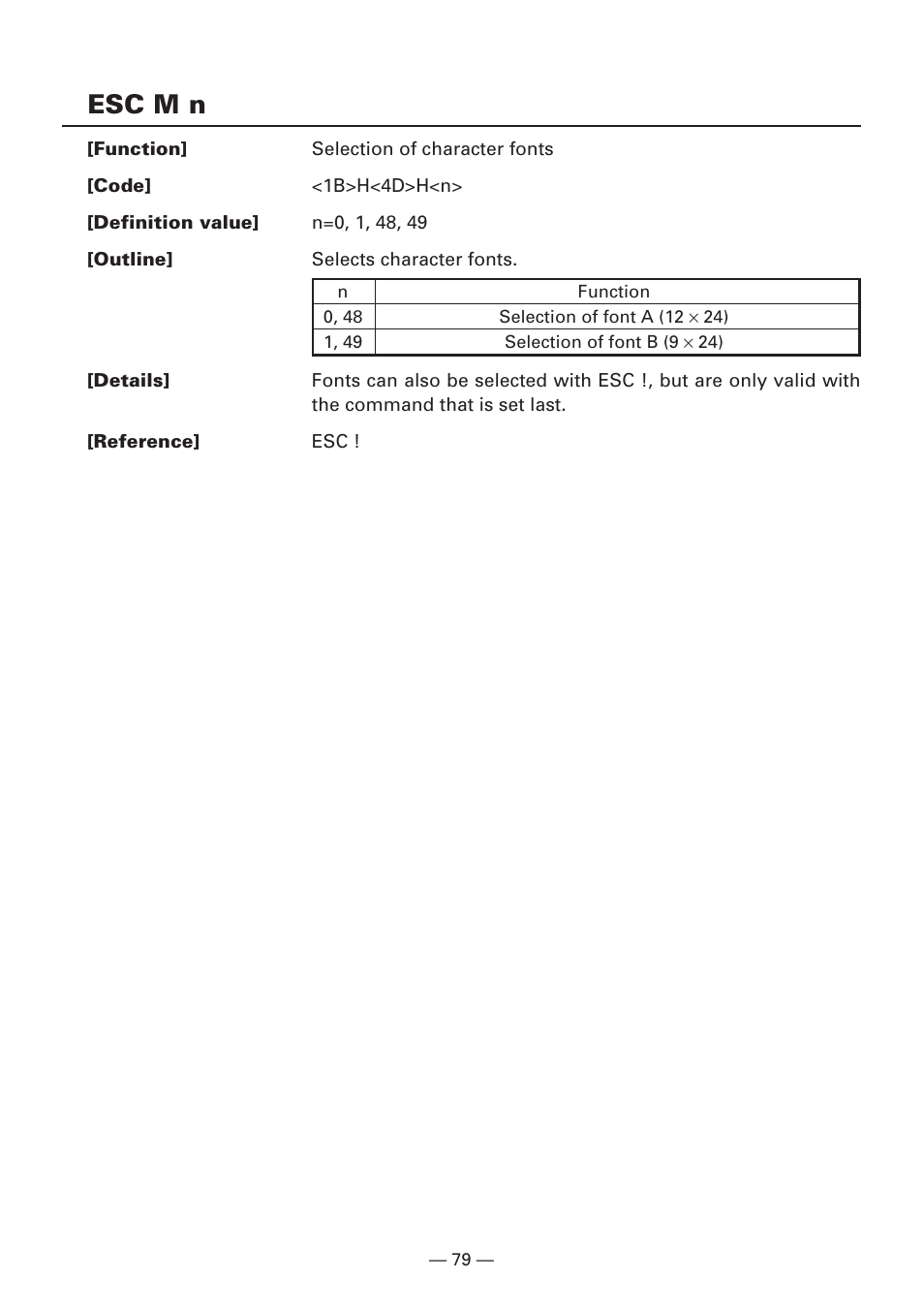 Esc m n | Citizen Systems iDP3240 User Manual | Page 99 / 231