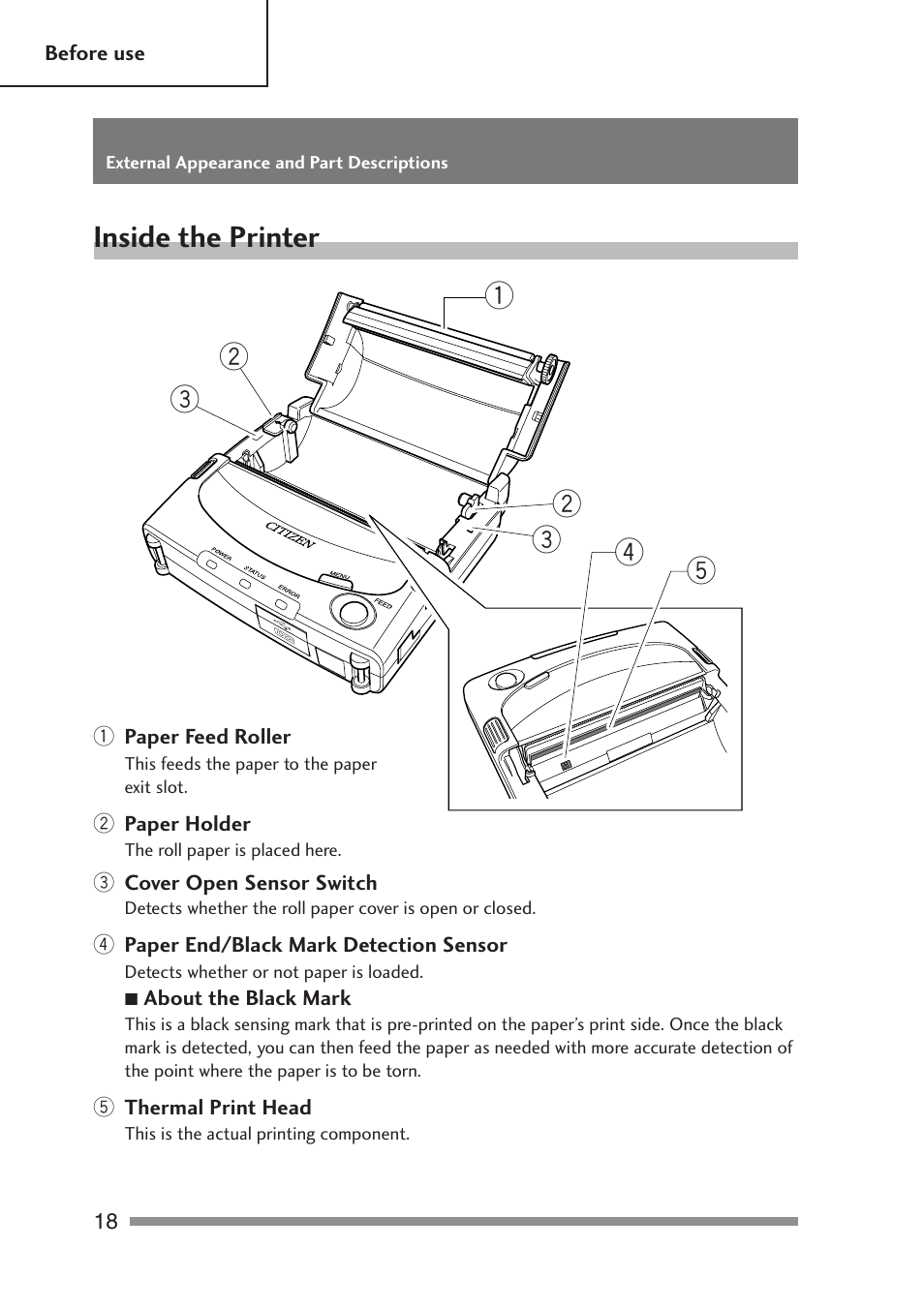 Inside the printer, Onformity | Citizen Systems PD-24 User Manual | Page 18 / 52