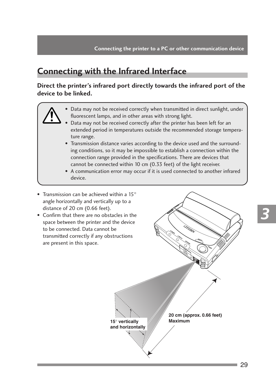 Connecting with the infrared interface | Citizen Systems PD-24 User Manual | Page 29 / 52