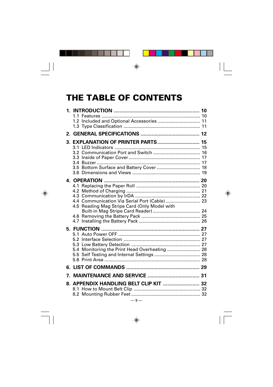 The table of contents | Citizen Systems CMP-10 User Manual | Page 13 / 40