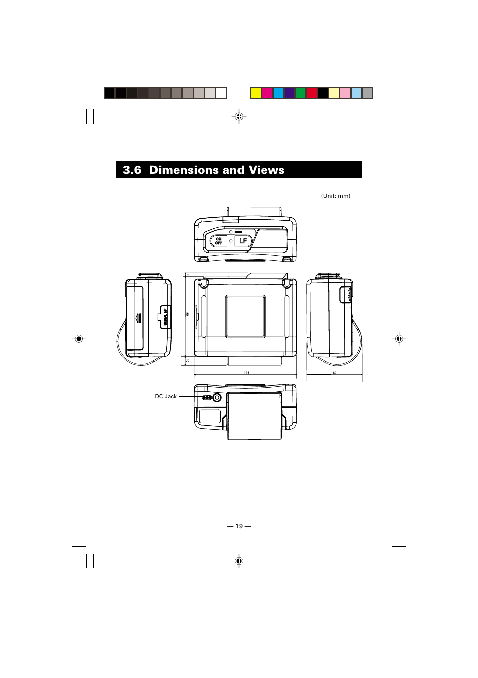6 dimensions and views | Citizen Systems CMP-10 User Manual | Page 23 / 40