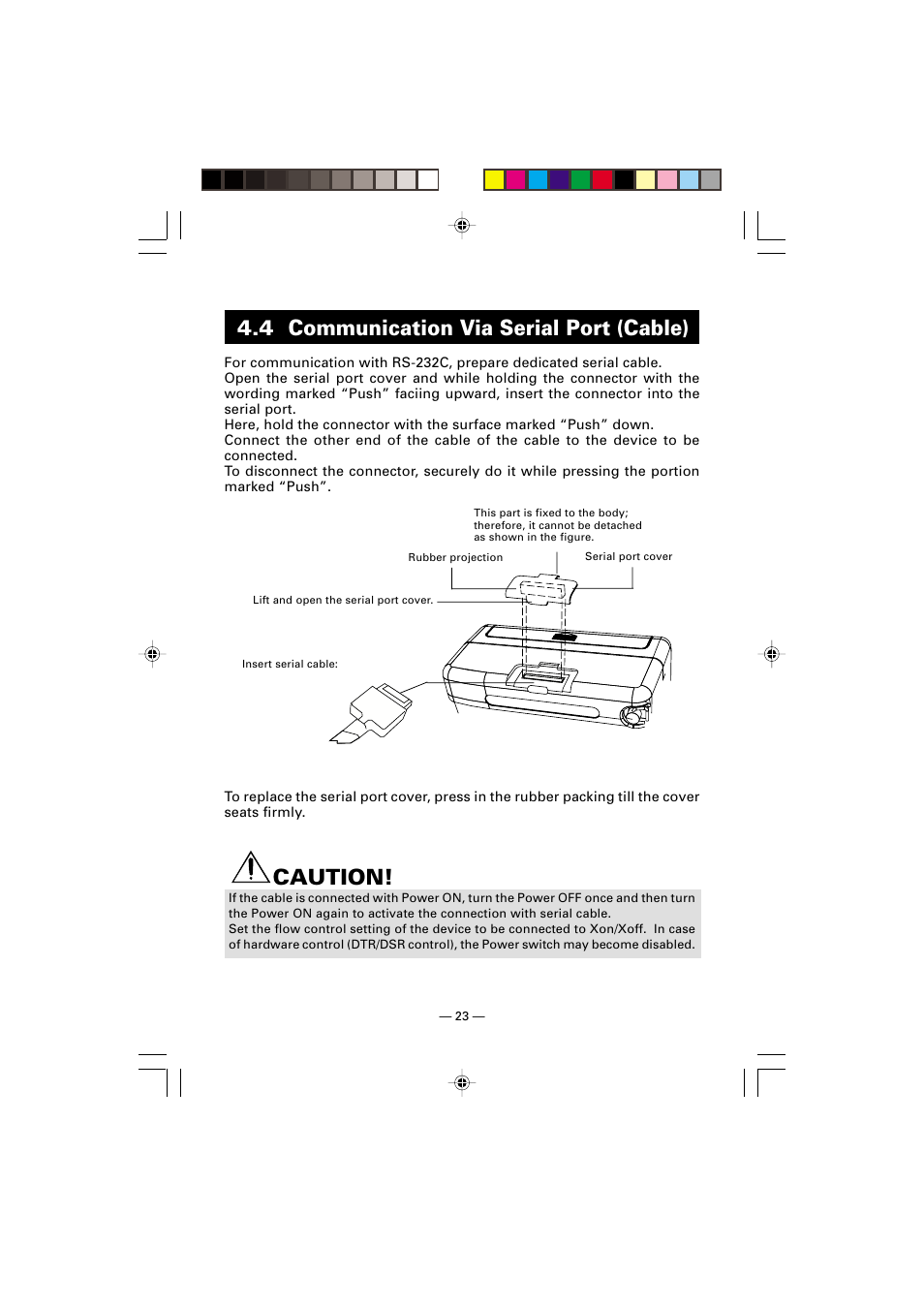 4 communication via serial port (cable), Caution | Citizen Systems CMP-10 User Manual | Page 27 / 40