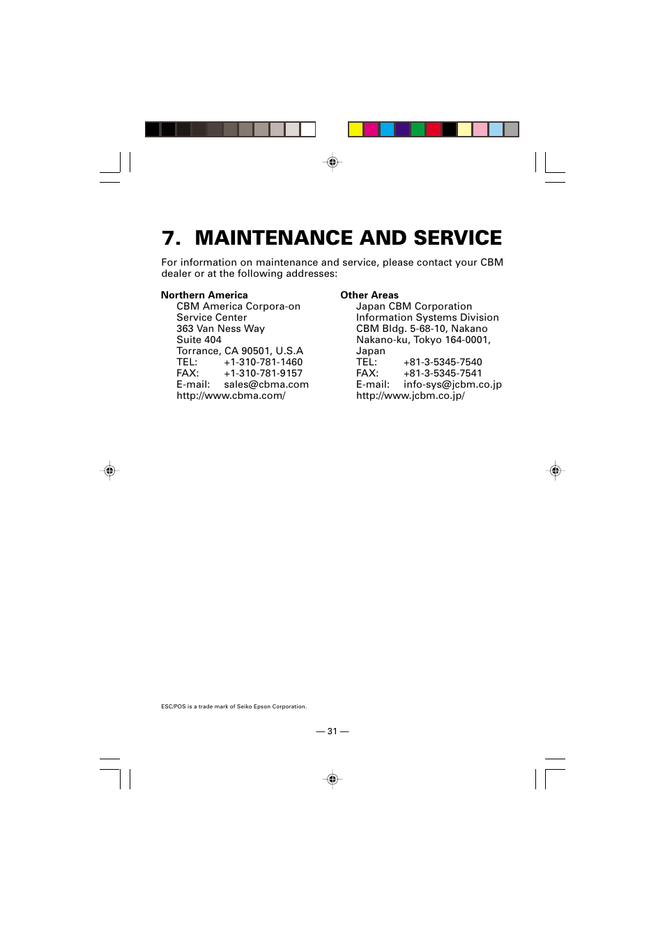 Maintenance and service | Citizen Systems CMP-10 User Manual | Page 35 / 40