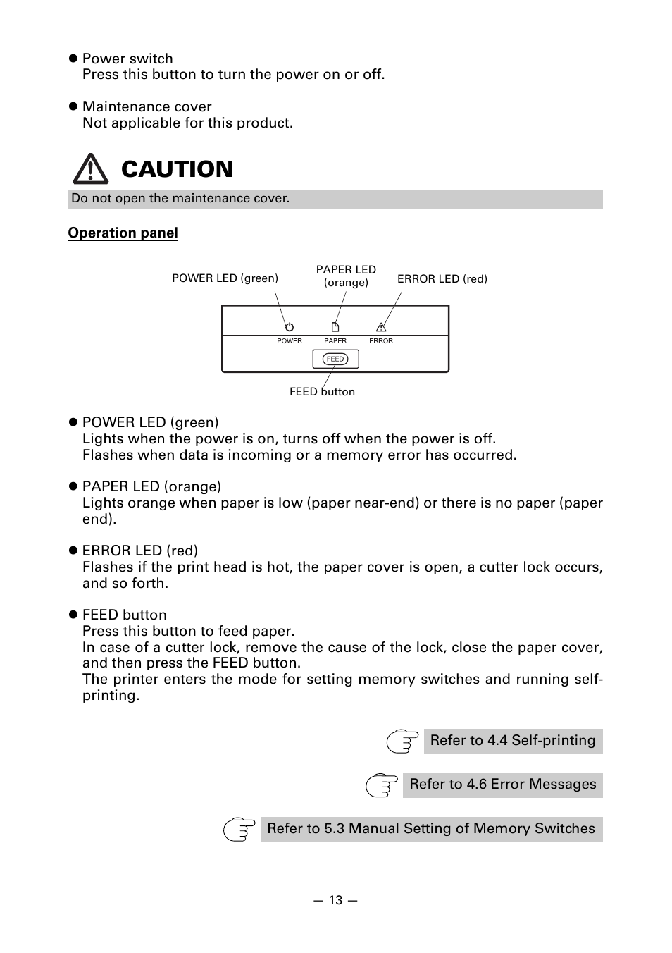 Caution | Citizen Systems Line Thermal Printer CT-S601 User Manual | Page 16 / 46