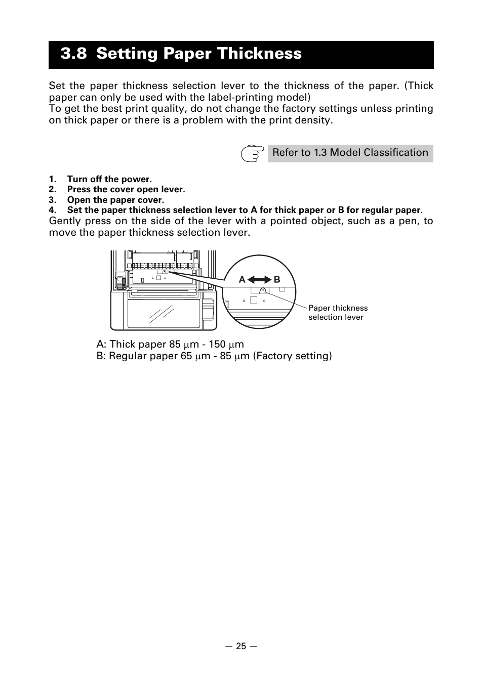 8 setting paper thickness | Citizen Systems Line Thermal Printer CT-S601 User Manual | Page 28 / 46