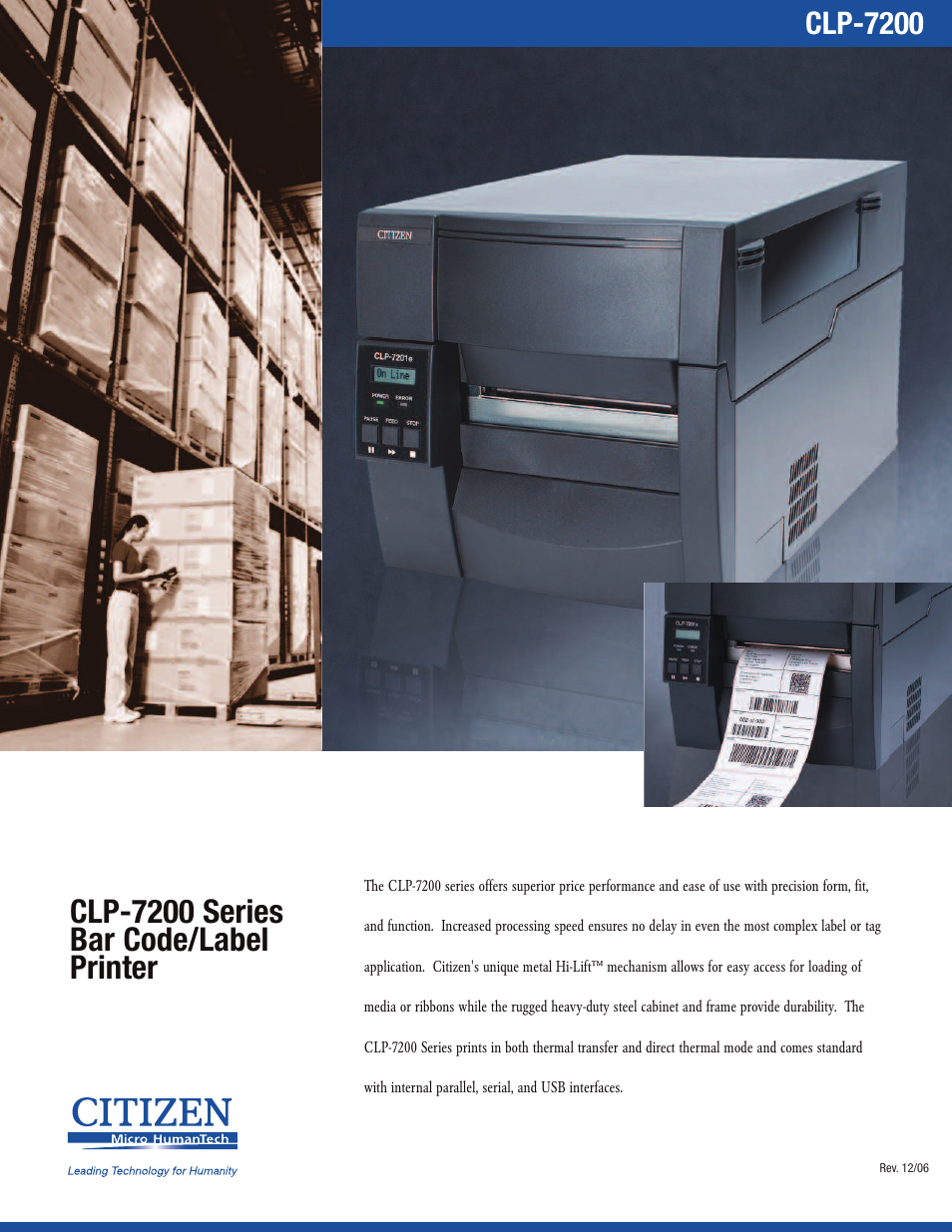 CITIZEN CLP-7200 User Manual | 2 pages