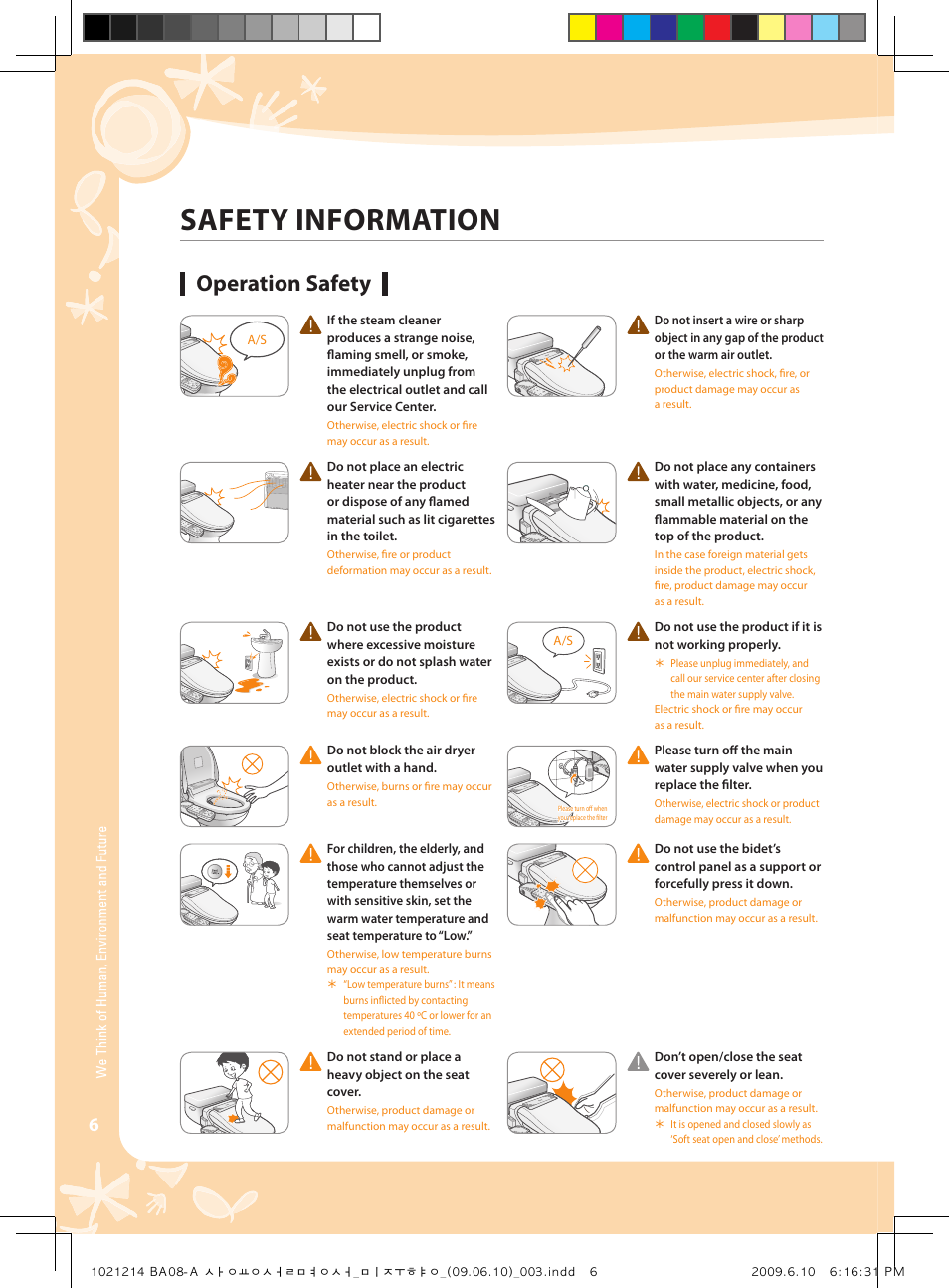 Safety information, Operation safety | Coway BA08-AR User Manual | Page 6 / 36