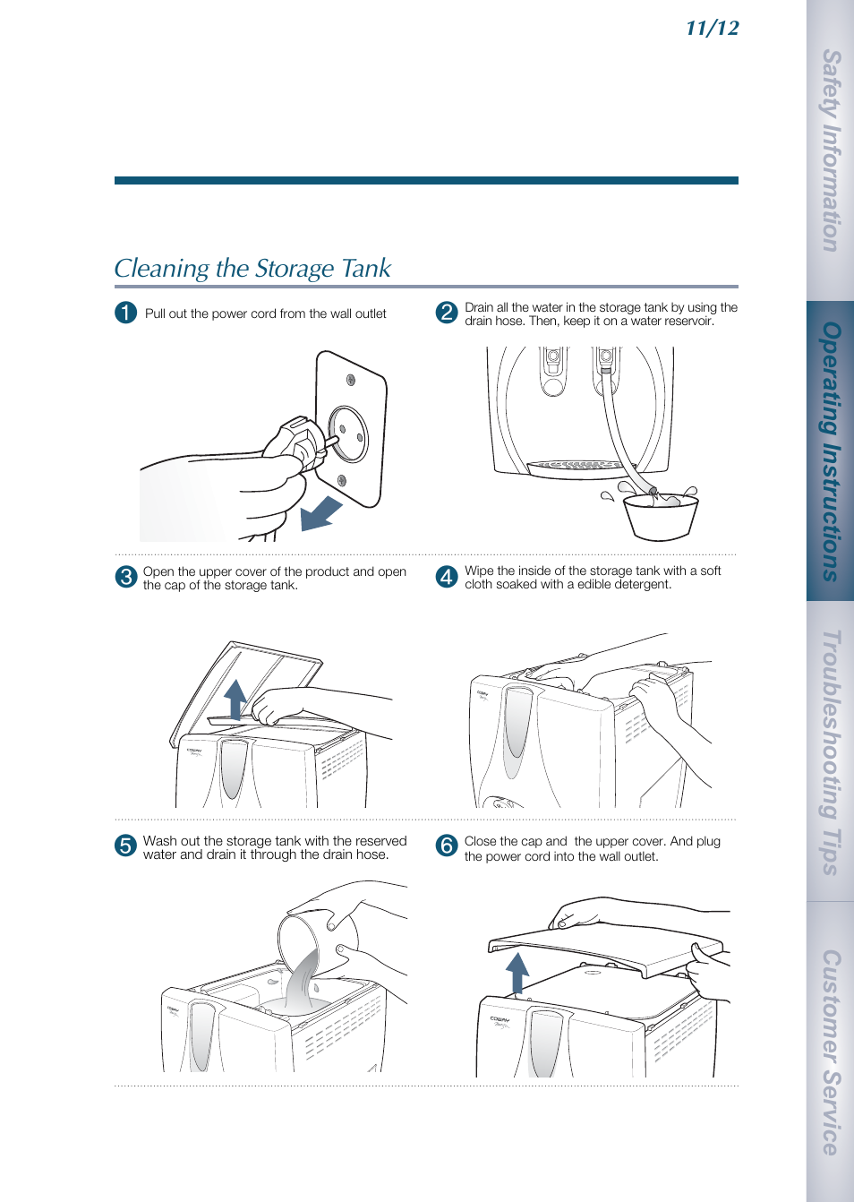 Cleaning the storage tank | Coway CHP-01BL User Manual | Page 13 / 20