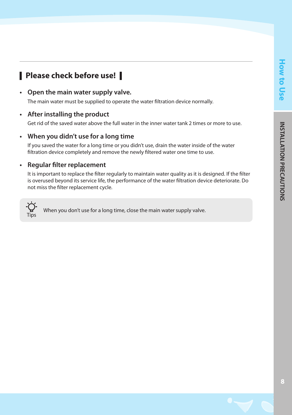 Please check before use | Coway P-07CL User Manual | Page 9 / 28